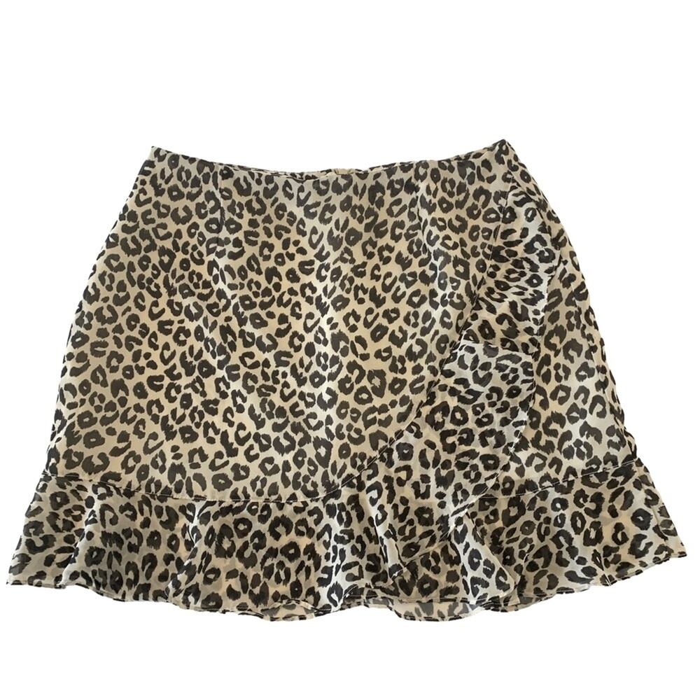 8apart Artemis mini skirt ruffle bottom side ruffle‎ Animal prt lined size m
